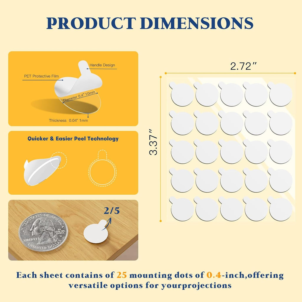 Adhesive Dots Double Sided, 100pcs 0.4″ Waterproof Small Sticky Tack Putty, Clear Removable Wall Sticky for Crafts, Posters, Balloons Festival Decoration Picture