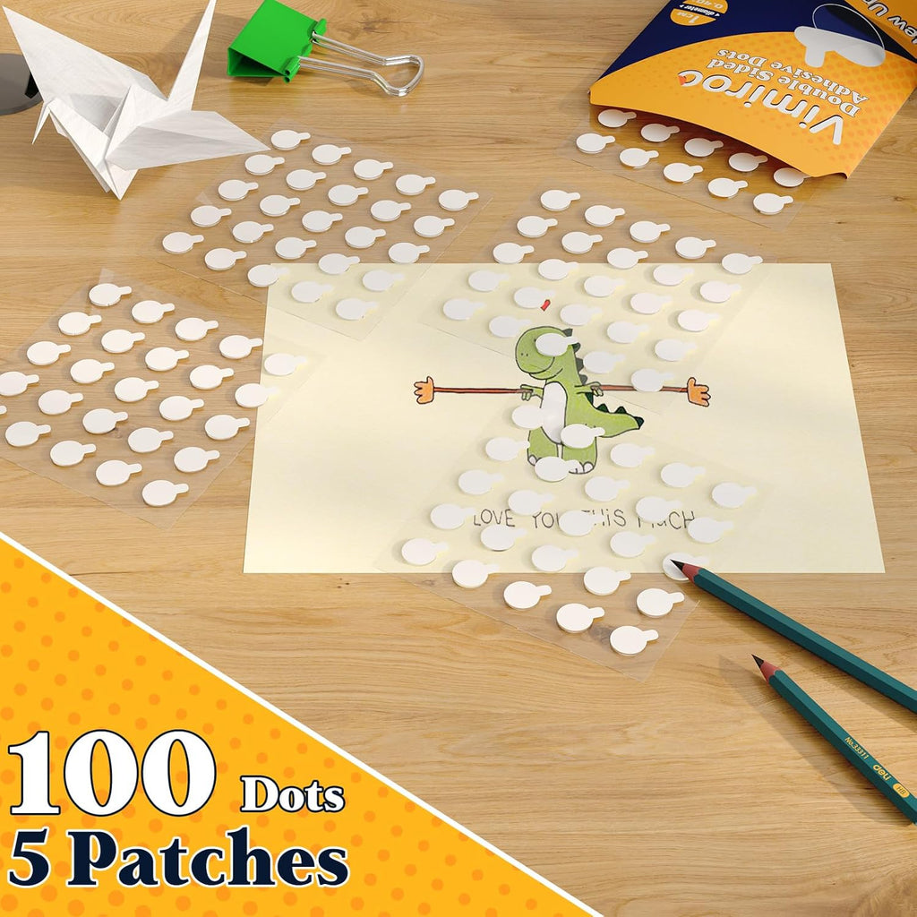 Adhesive Dots Double Sided, 100pcs 0.4″ Waterproof Small Sticky Tack Putty, Clear Removable Wall Sticky for Crafts, Posters, Balloons Festival Decoration Picture