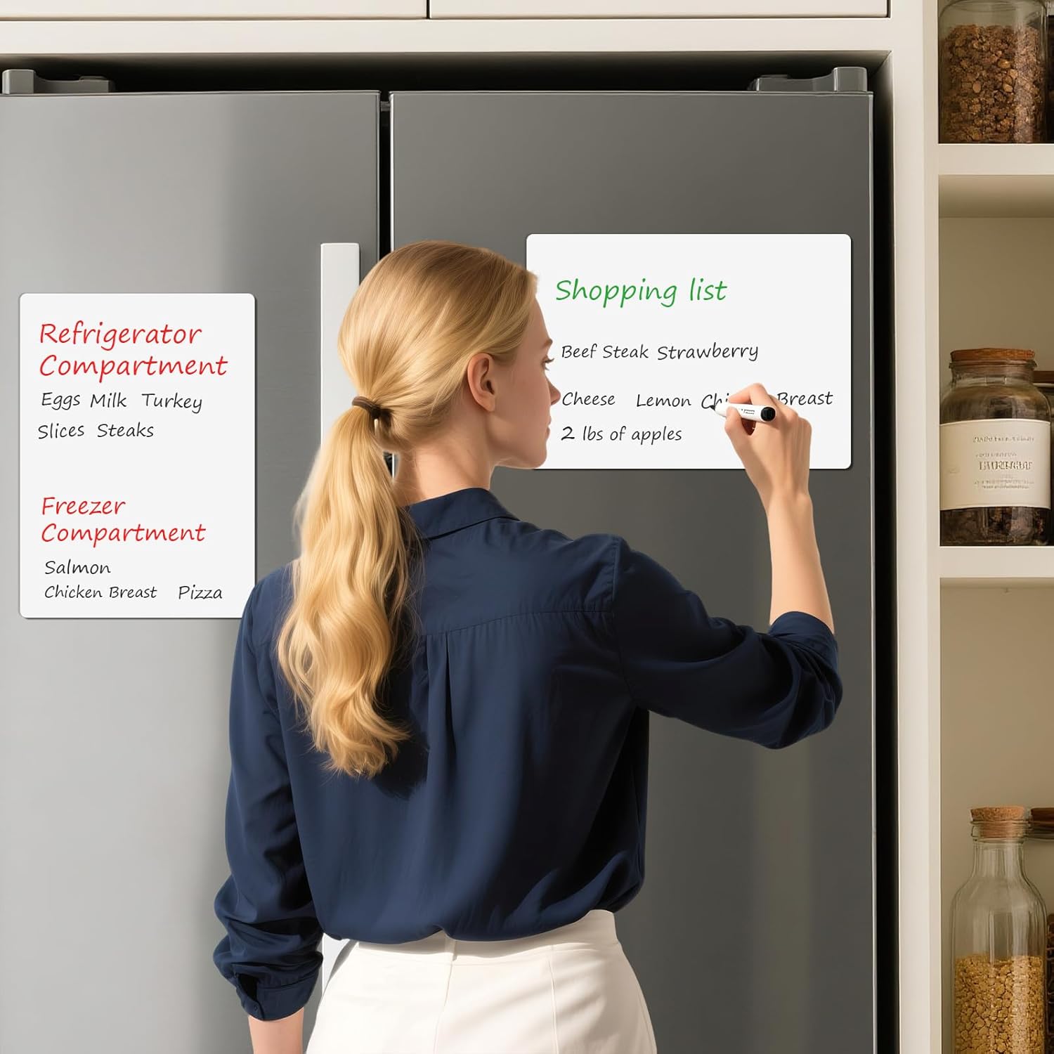 3 Pack Dry Erase Board Stickers Magnetic Free, 12"x8" Restickable Dry Erase Sheets No Residue for Wall/Refrigerator/Door/Cabinet, Adhesive Non-Magnetic Whiteboard, Fridge Dry Erase Paper