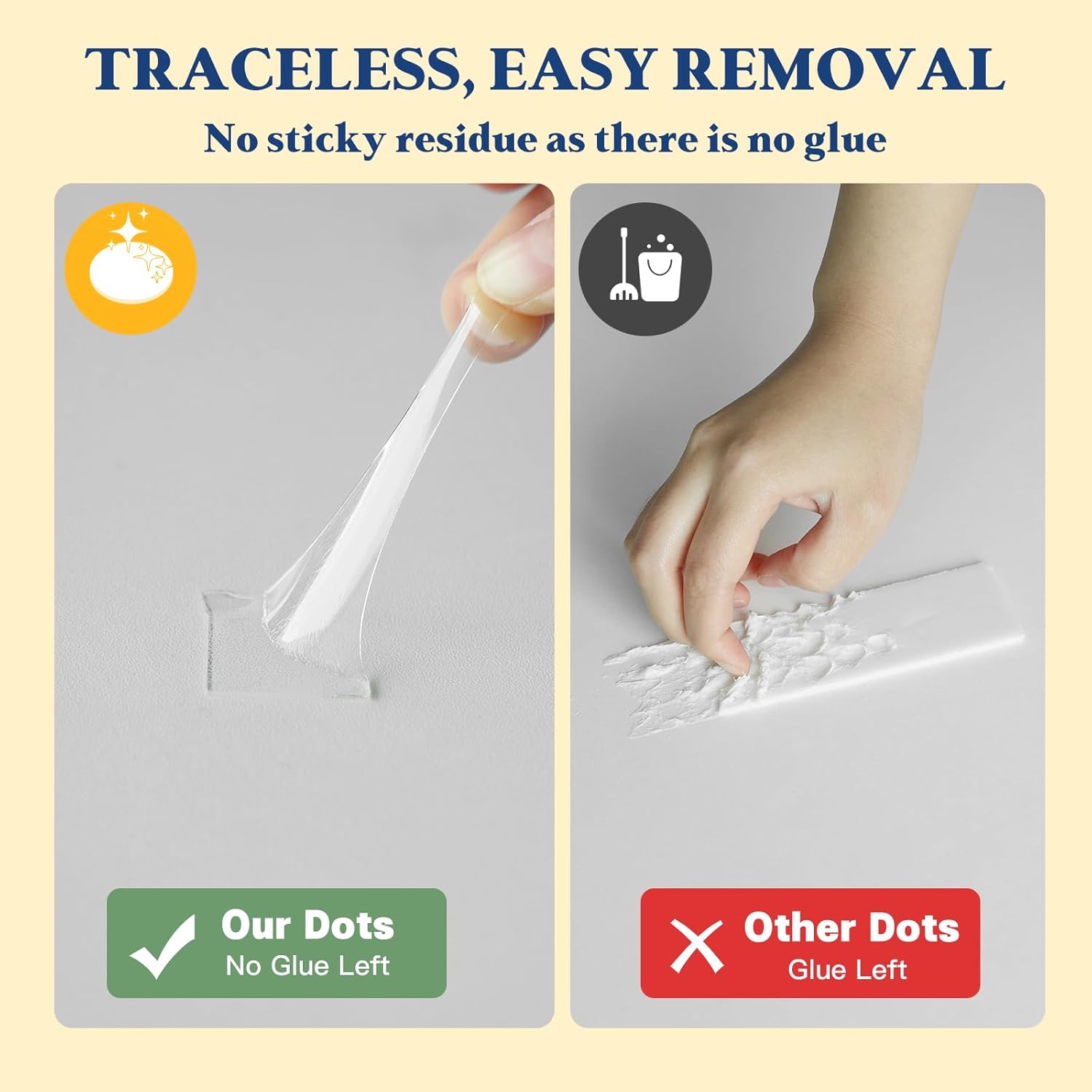 0.79" Double Sided Adhesive Dots, 75pcs Clear Mounting Putty No Residue, Easy to Peel Strong Sticky Tack for Wall Hanging, Crafts, Posters, Photos, DIY Projects