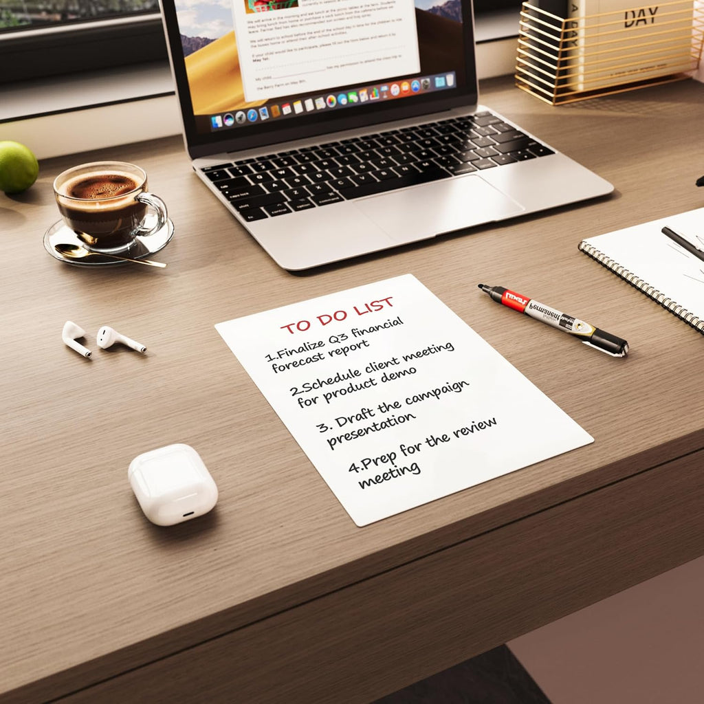 3 Pack Dry Erase Board Stickers Magnetic Free, 12"x8" Restickable Dry Erase Sheets No Residue for Wall/Refrigerator/Door/Cabinet, Adhesive Non-Magnetic Whiteboard, Fridge Dry Erase Paper